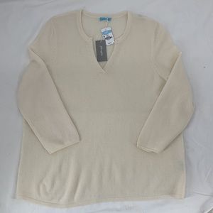 NWT McLaughlin• Off-White , Cashmere, V-Neck Sweater. SzLG